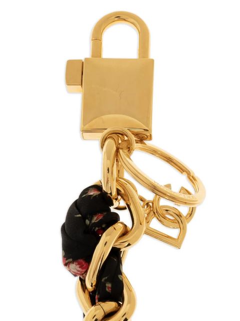 Dolce & Gabbana floral-print keyring - Gold