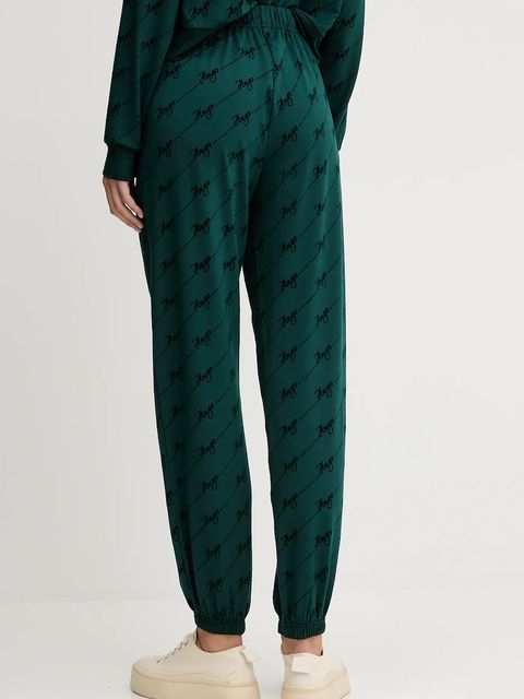 HUGO spodnie dresowe damskie kolor zielony z aplikacją 50545211