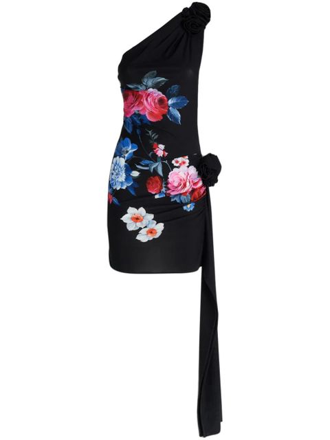 Magda Butrym one-shoulder floral-print mini dress - Black - zdjęcie produktu nr 1