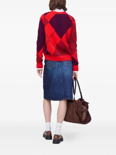 Marc Jacobs argyle daisy cardigan - Red