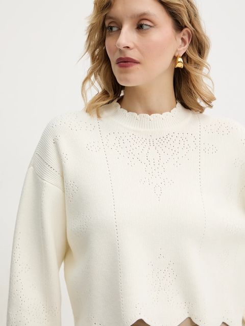 Twinset sweter z domieszką wełny damski kolor beżowy 252TT3210