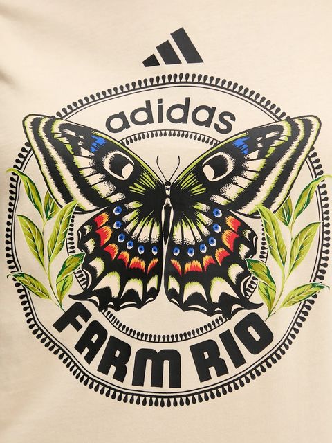 adidas t-shirt bawełniany x Farm Rio damski kolor beżowy JL8614