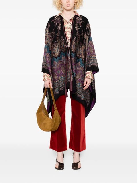 ETRO paisley-print tasselled poncho - Black - zdjęcie produktu nr 2