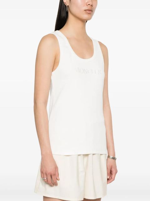 Moncler logo-embroidered tank top - Neutrals