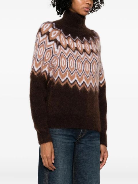 Maje geometric-pattern sweater - Brown