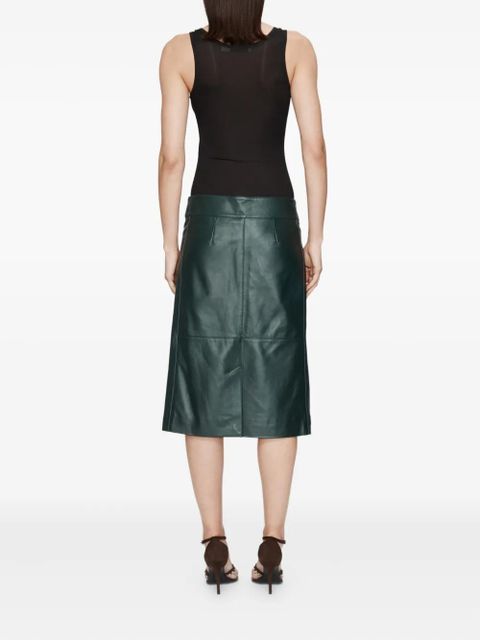 Christopher Esber Eddie panelled leather midi skirt - Green