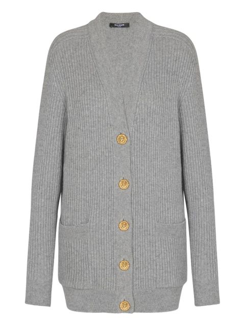 Balmain ribbed buttoned cardigan - Grey - zdjęcie produktu nr 1