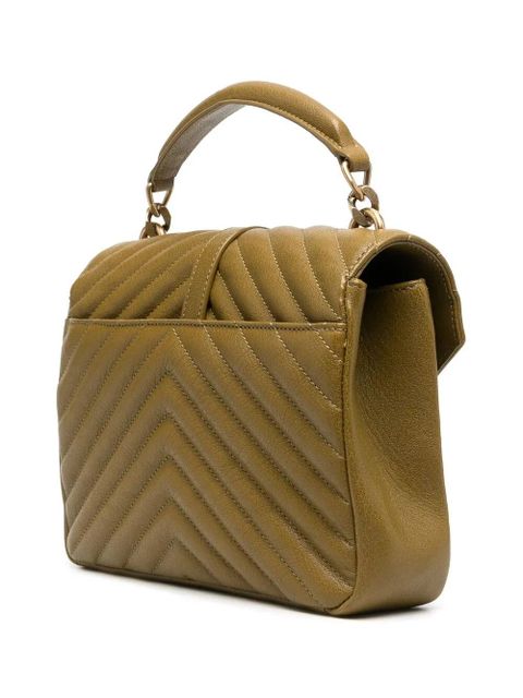 Saint Laurent quilted logo-plaque tote bag - Green