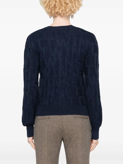 TWINSET logo-brooch cardigan - Blue