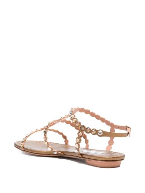 Aquazzura crystal-embellished leather sandals - Brown