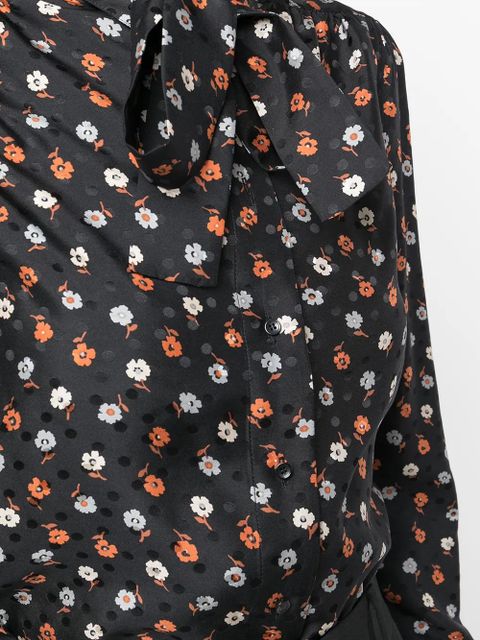Saint Laurent floral-print long-sleeve blouse - Black