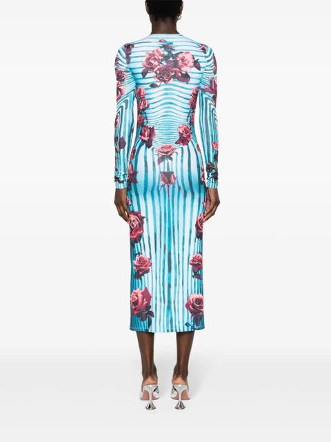 Jean Paul Gaultier Flower Body Morphing midi dress - Blue