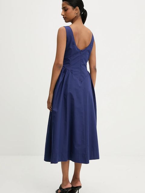 Answear.LAB sukienka bawełniana kolor granatowy midi rozkloszowana