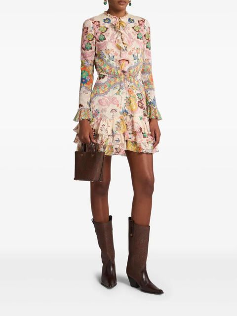 ETRO ruffled mini dress - Neutrals
