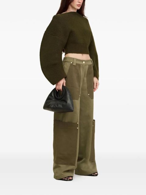 Cult Gaia Ella balloon-sleeve ribbed-knit sweater - Green