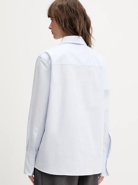 HUGO koszula bawełniana Erselia damska kolor niebieski regular z kołnierzykiem klasycznym 50556370