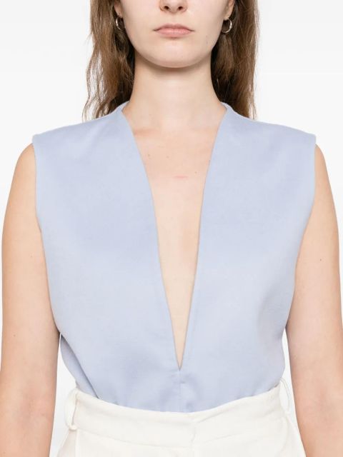 TOM FORD double face v-neck bodysuit - Blue
