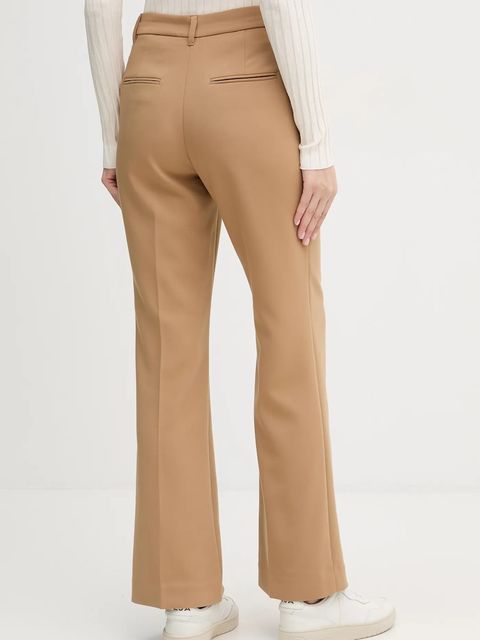 Gant spodnie damskie kolor brązowy proste high waist 4150334