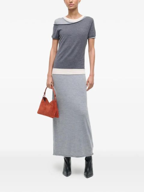 STAUD colour-block midi dress - Grey