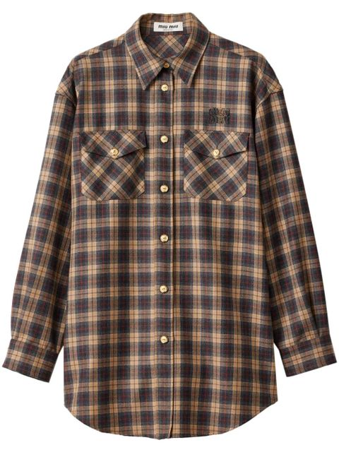 Miu Miu tartan wool shirt - Brown - zdjęcie produktu nr 1