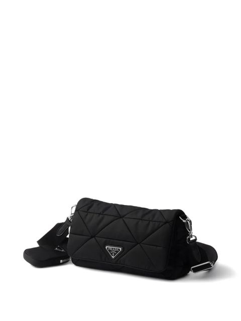 Prada stitching padded shoulder bag - Black
