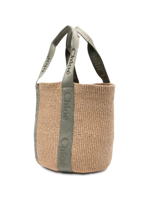 Chloé large logo-strap tote bag - Neutrals