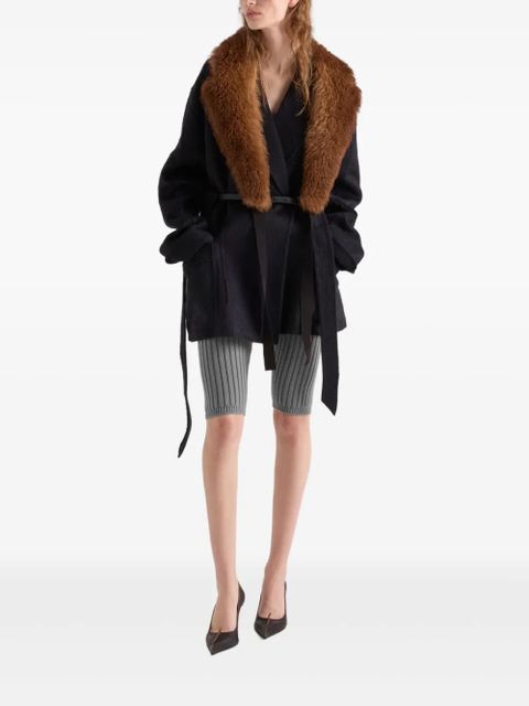 Prada shawl-collar belted coat - Black - zdjęcie produktu nr 2