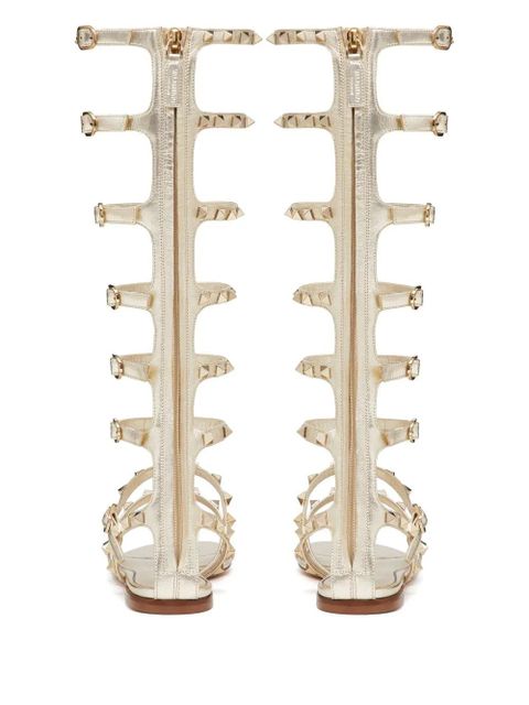 Valentino Garavani Rockstud metallic gladiator sandals - Neutrals