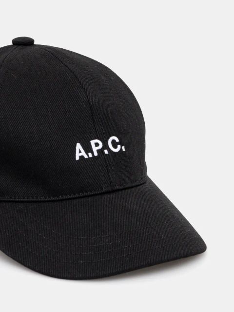 A.P.C. czapka z daszkiem bawełniana casquette charlie kolor czarny z aplikacją COHFK.M24069