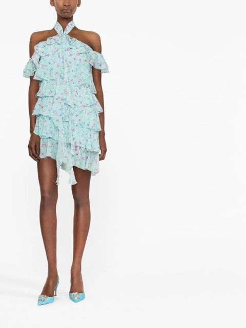 Alessandra Rich floral-print ruffled dress - Blue - zdjęcie produktu nr 2