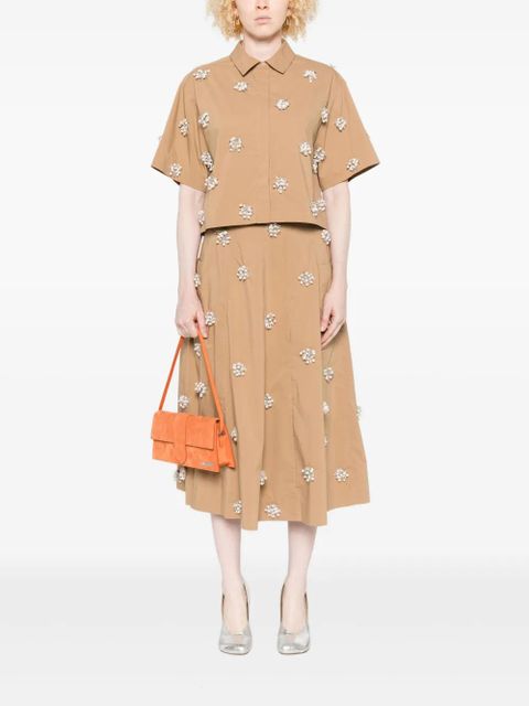 Simkhai embellished short-sleeve shirt - Brown