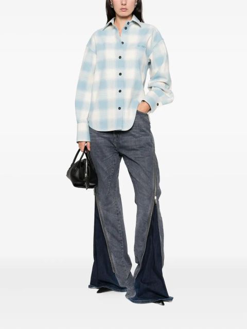 The Attico checked-pattern long-sleeve shirt - Blue