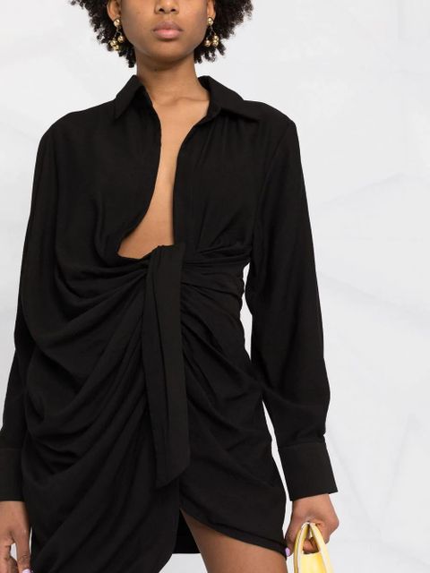 Jacquemus La Robe Bahia draped minidress - Black - zdjęcie produktu nr 2