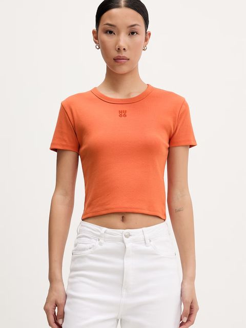 HUGO crop top damskie z bawełną Delanor - zdjęcie produktu nr 1