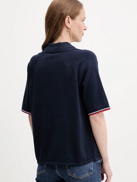 Tommy Hilfiger sweter bawełniany damski kolor granatowy lekki WW0WW45694 - zdjęcie produktu nr 2