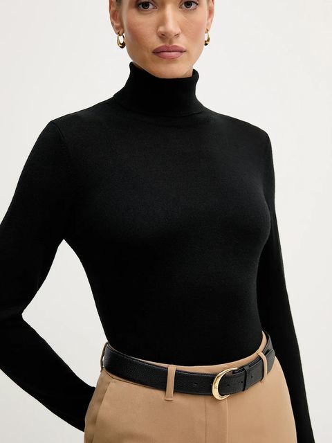 Sisley sweter damski kolor czarny lekki z golfem 11BAM201C