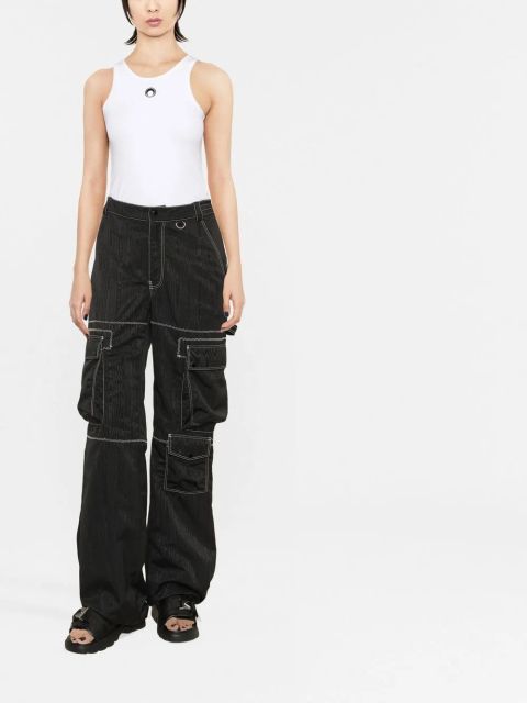 Marine Serre wide-leg moire cargo trousers - Black