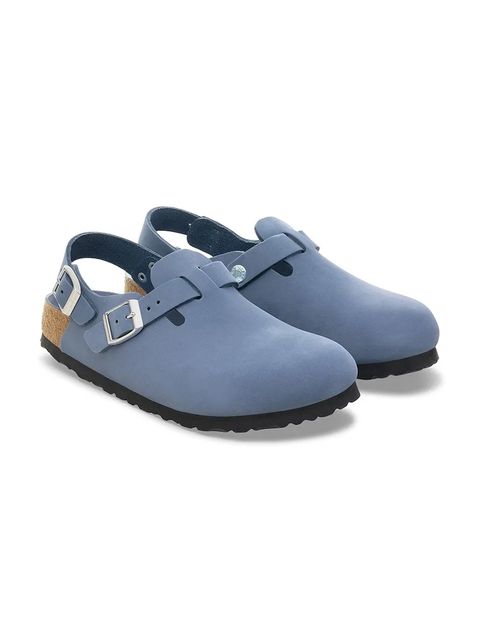 Birkenstock klapki nubukowe Tokio HEX damskie kolor niebieski 1030478