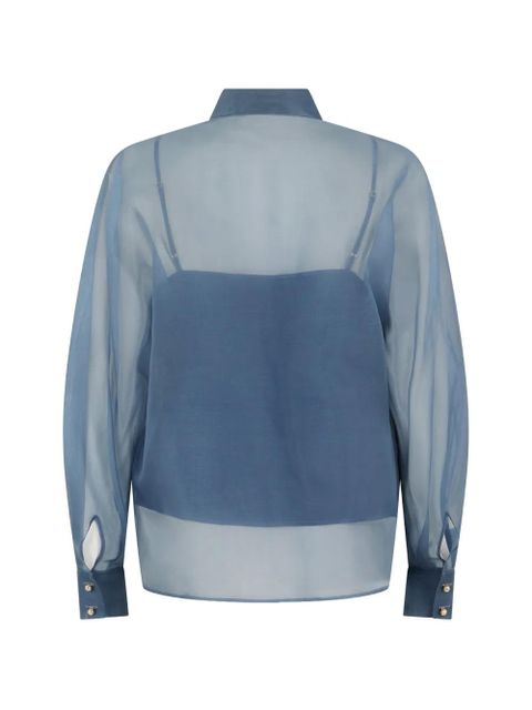Max Mara floral-embroidered sheer blouse - Blue - zdjęcie produktu nr 2