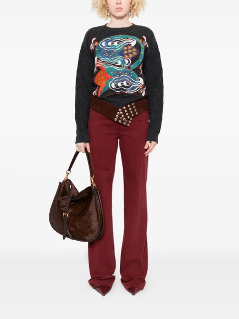 ETRO embroidered cable-knit sweater - Grey