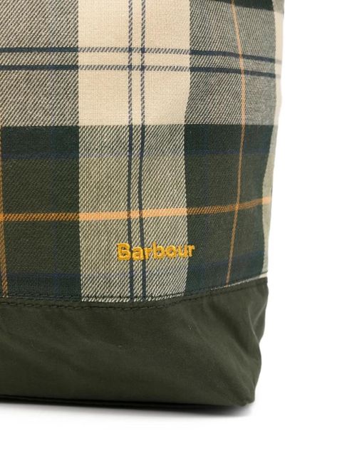 Barbour check-panel tote bag - Green
