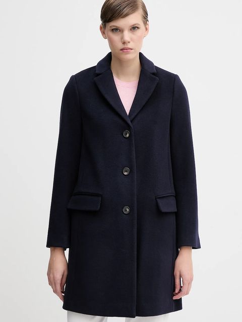 United Colors of Benetton płaszcz z dodatkiem wełny kolor granatowy 2V0PDN062 - zdjęcie produktu nr 1