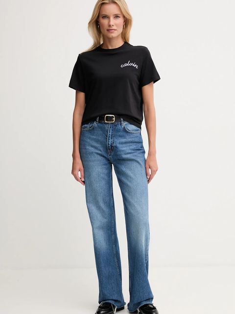 Calvin Klein Jeans t-shirt bawełniany damski kolor czarny LV047D882G - zdjęcie produktu nr 2