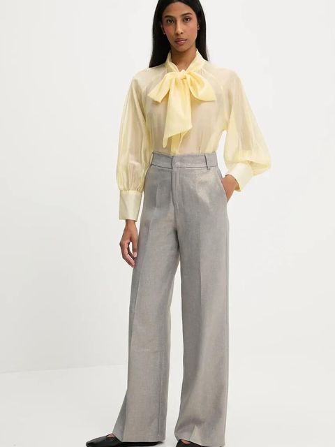 Answear.LAB spodnie damskie kolor srebrny proste high waist - zdjęcie produktu nr 2