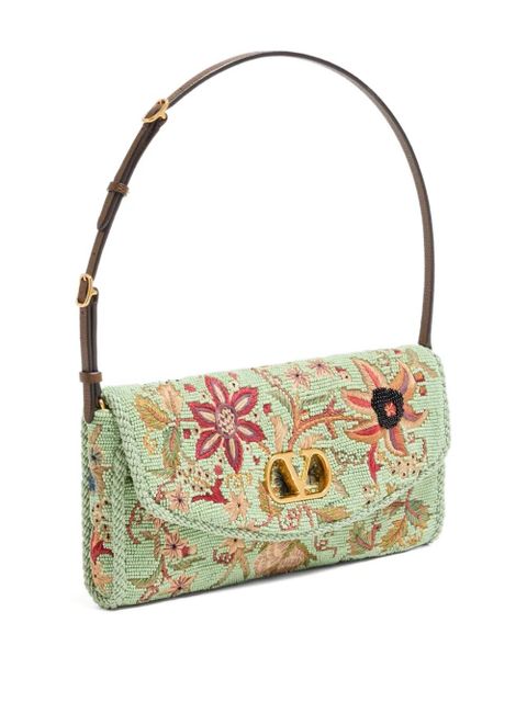 Valentino Garavani Valentino Garavani devain embroidered small shoulder bag - Green