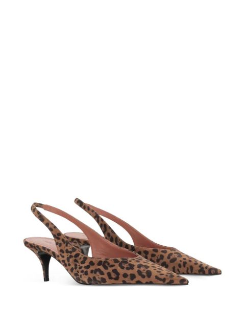 Amina Muaddi 55mm Anok animal-print slingback pumps - Brown