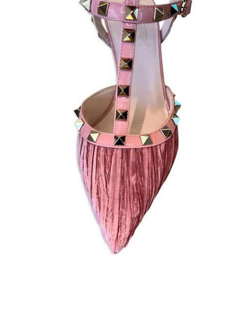 Valentino Garavani 25.5mm Rockstud pleated pumps - Pink