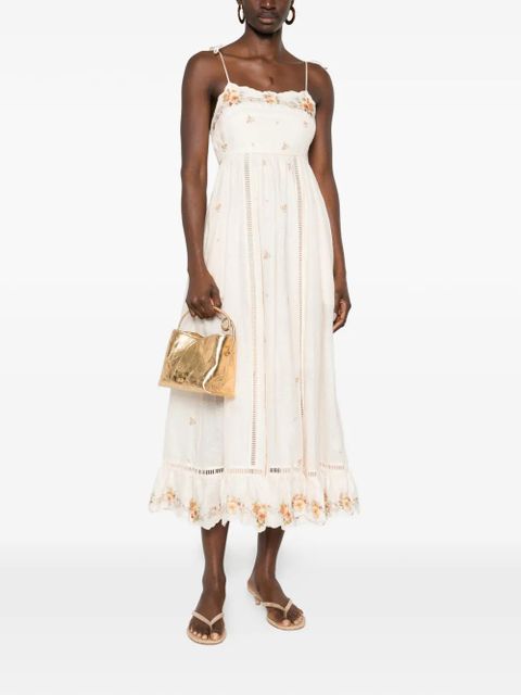 ZIMMERMANN Patience cami floral embroidered midi dress - Neutrals - zdjęcie produktu nr 2