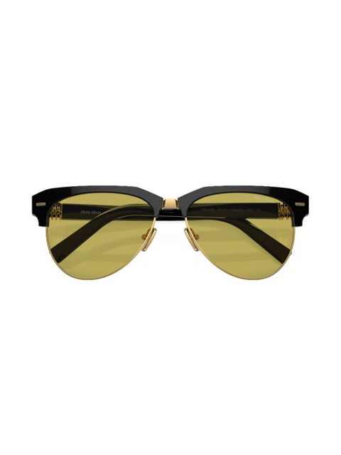 Miu Miu Eyewear logo-lettering navigator-frame sunglasses - Black