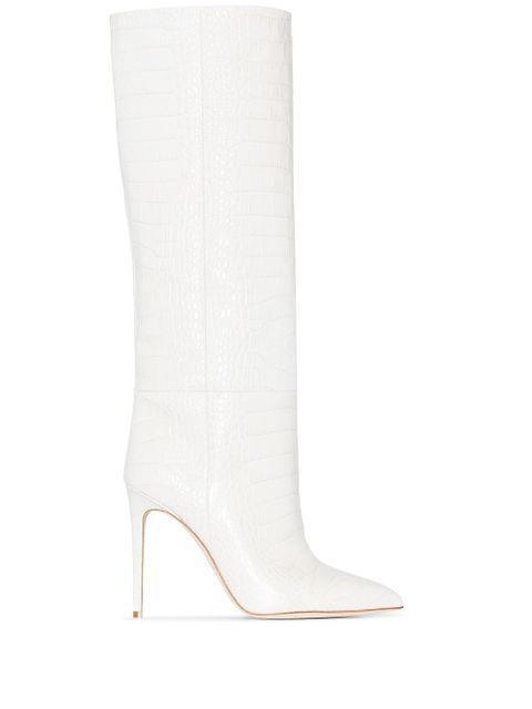 Paris Texas 105mm crocodile-effect knee-high boots - Neutrals - zdjęcie produktu nr 1